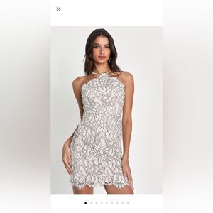 Lulus beige and Ivory bodycon dress. Size S